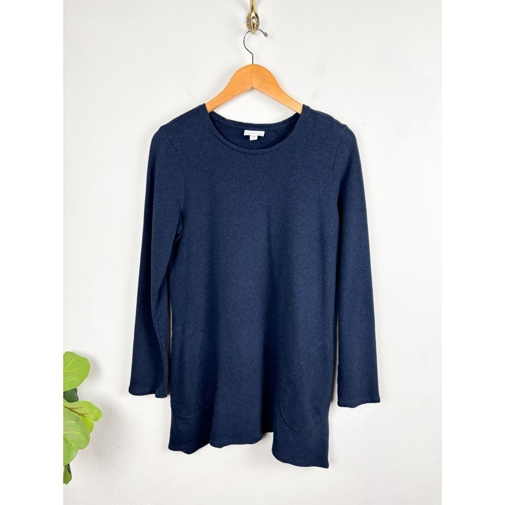 J. Jill Pure Jill Navy Blue Plush Cotton Tunic Sweater Top Sz S